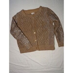Gymboree Girls tan‎ & silver cardigan sz 5-6 party ready